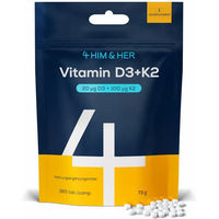Produktbild von 4 HIM & HER Vitamin D3 + K2 MK-7 Tabletten vegetarisch 800 IE D3 & 100 µg K2 365 Stück