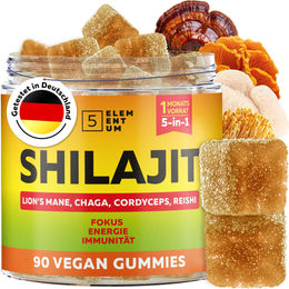5Elementum Natural Shilajit Gummibärchen 2200mg mit Löwenmähne, Reishi, Chaga und Cordyceps, 90 Stück, ohne Zusatzstoffe – Bild 1 von 4