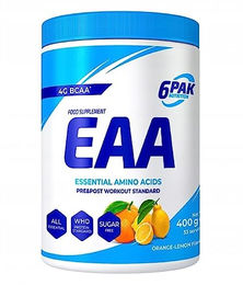 6PAK Nutrition EAA Essentielle Aminosäuren Pulver Orange-Zitrone 400g – Bild 1 von 4