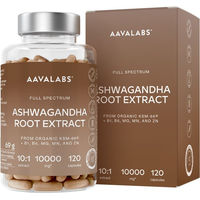 Produktbild von Aavalabs Bio Ashwagandha KSM 66 10.000 mg mit Magnesium, Zink und Vitaminen, vegan und glutenfrei, 120 Kapseln