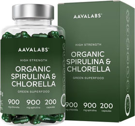 Aavalabs Bio Chlorella und Spirulina Superfood-Mischung Kapseln vegan und glutenfrei 200 Kapseln – Bild 1 von 2