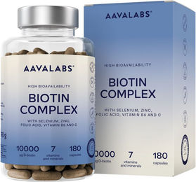 Aavalabs Biotin Zink Selen Komplex 10000µg Vegan Glutenfrei 120 Kapseln – Bild 1 von 2
