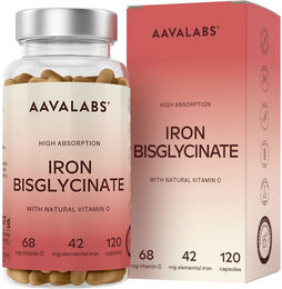 Aavalabs Eisenbisglycinat mit Vitamin C Kapseln vegan und glutenfrei 120 Stück – Bild 1 von 2