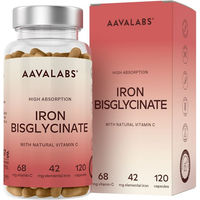 Produktbild von Aavalabs Eisenbisglycinat mit Vitamin C Kapseln vegan und glutenfrei 120 Stück