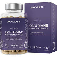 Produktbild von Aavalabs Kräuter-Komplex Lion's Mane Hericium Erinaceus mit Reishi, Cordyceps und Zink, 120 Kapseln, vegan und glutenfrei