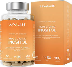 Aavalabs Myo- & D-Chiro Inositol 28:1 mit Vitamin B6, Folat, Chrom, Zink und Selen, 180 Kapseln, vegan und glutenfrei – Bild 1 von 2