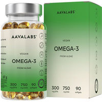 Produktbild von Aavalabs Omega 3 Algenöl Vegan Kapseln mit DHA und EPA hochdosiert glutenfrei 90 Kapseln