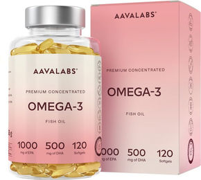 Aavalabs Omega 3 Fettsäuren Premium Fischöl 1500 mg Kapseln 120 Stück glutenfrei ohne Zusatzstoffe – Bild 1 von 1