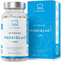 Produktbild von Aavalabs Probiotika Kapseln mit Prebio-Inulin und 20 Stämmen 60 Mrd KBE vegetarisch glutenfrei ohne Zusatzstoffe