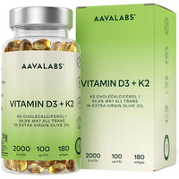 Produktbild von Aavalabs Vitamin D3 K2 2000 IE Kapseln glutenfrei 180 Stück
