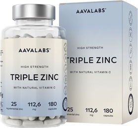 Aavalabs Zink und Vitamin C Kapseln hochdosiert vegan und glutenfrei 180 Kapseln – Bild 1 von 3