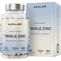 Produktbild von Aavalabs Zink und Vitamin C Kapseln hochdosiert vegan und glutenfrei 180 Kapseln