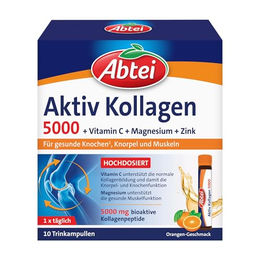 Abtei Aktiv Kollagen 5000 Trinkampullen mit Rinderkollagen zuckerfrei und glutenfrei 10 Stück – Bild 1 von 10