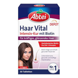 Abtei Haar Vital Tabletten mit Zink, Biotin und Selen vegan glutenfrei laktosefrei – Bild 1 von 4