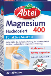 Abtei Magnesium 400 hochdosiert Tabletten für Sportler vegan glutenfrei laktosefrei 30 Stück – Bild 1 von 1