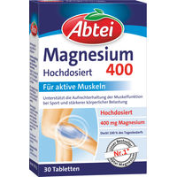 Produktbild von Abtei Magnesium 400 hochdosiert Tabletten für Sportler vegan glutenfrei laktosefrei 30 Stück