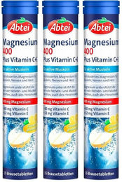 Abtei Magnesium 400 Plus mit Vitamin C und E Brausetabletten für Erwachsene glutenfrei und laktosefrei – Bild 1 von 1