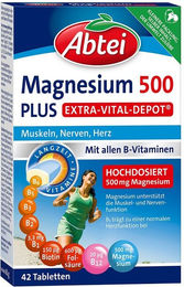 Abtei Magnesium 500 Plus Vital Depot Tabletten mit Magnesiumoxid für Erwachsene und Kinder – Bild 1 von 3