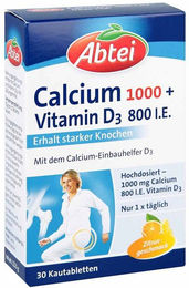 Abtei Osteo Vital Calcium 1000 mit Vitamin D3 Citrus Lutschtabletten 30 Stück – Bild 1 von 2