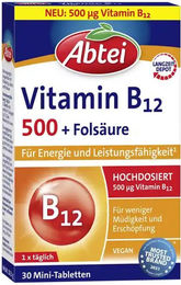 Abtei Vitamin B12 500 und Folsäure Tabletten vegan – Bild 1 von 1