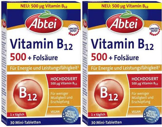Abtei Vitamin B12 und Folsäure Mini-Tabletten vegan laktosefrei glutenfrei 60 Stück – Bild 1 von 1