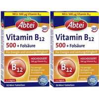 Produktbild von Abtei Vitamin B12 und Folsäure Mini-Tabletten vegan laktosefrei glutenfrei 60 Stück