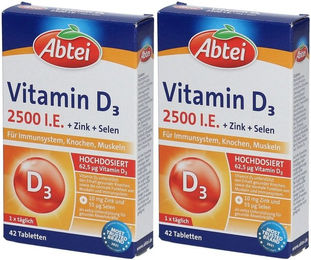 Abtei Vitamin D3 2500 I.E. mit Zink und Selen Tabletten für Erwachsene – Bild 1 von 1