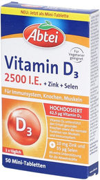 Abtei Vitamin D3 2500 I.E. mit Zink und Selen vegetarische Tabletten für Erwachsene – Bild 1 von 2