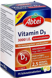 Abtei Vitamin D3 3000 I.E. Lutschtabletten für Erwachsene vegetarisch glutenfrei laktosefrei – Bild 1 von 3