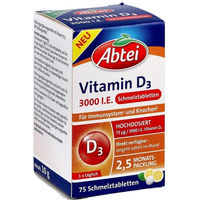Produktbild von Abtei Vitamin D3 3000 I.E. Lutschtabletten für Erwachsene vegetarisch glutenfrei laktosefrei