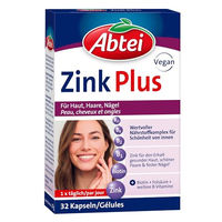 Produktbild von Abtei Zink Plus Kapseln mit Zink Citrat vegan für Erwachsene 32 Stück