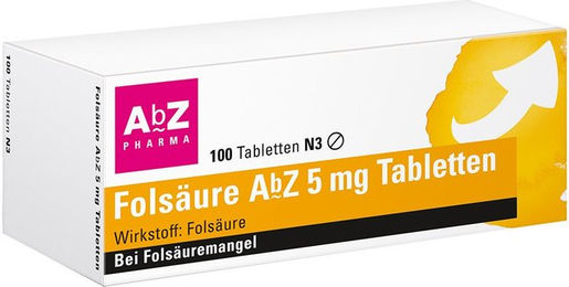 AbZ Folsäure 5 mg Tabletten für Schwangere und Stillende 100 Stück – Bild 1 von 1