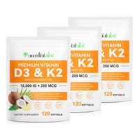 Produktbild von Acential Labs Vitamin D3 K2 Nahrungsergänzungsmittel mit 10000 IE und 200 mcg MK7, glutenfrei, 360 Kapseln