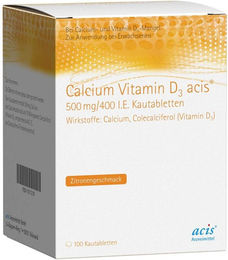 Acis Calcium Vitamin D3 Kautabletten mit pflanzlichem Ursprung 500 mg und 400 I.E. 100 Stück – Bild 1 von 1