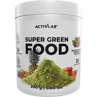Produktbild von Activlab Super Green Food Superfood-Mischung mit Spirulina, Chlorella, schwarzer Johannisbeere und Cranberry Pulver, zuckerfrei und vegetarisch, 300 g