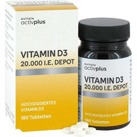 Produktbild von Activplus Vitamin D3 20.000 IE Depot Tabletten 180 Stück vegan laktosefrei glutenfrei ohne Zusatzstoffe für Erwachsene