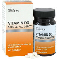 Produktbild von Activplus Vitamin D3 5000 IE + K2 Depot Tabletten laktosefrei und glutenfrei 180 Stück