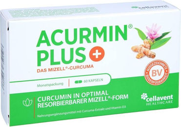 Acurmin Plus Mizell-Curcuma Weichkapseln von Cellavent Healthcare GmbH, 60 Stück, laktosefrei und glutenfrei – Bild 1 von 1