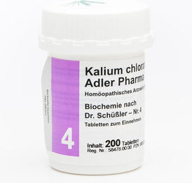 Adler Pharma Biochemie nach Dr. Schüßler Nr. 4 Kalium chloratum D6 Tabletten 200 Stück – Bild 1 von 1