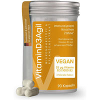 Produktbild von AgilNature Vitamin D3 Kapseln vegan glutenfrei laktosefrei für Erwachsene