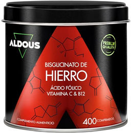 Aldous Bio Eisen Bisglycinat 28 mg mit Vitamin C, B12 und Folsäure Tabletten 400 Stück glutenfrei und laktosefrei – Bild 1 von 4