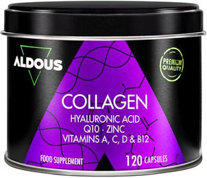 Aldous Bio Kollagen mit Hyaluronsäure, Coenzym Q10, Vitamin B12 und Zink, Hydrolysiertes Kollagen in Kapseln, 120 Stück, glutenfrei und laktosefrei – Bild 1 von 4