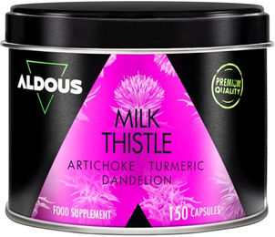 Aldous Bio Mariendistel Kapseln mit Kurkuma Artischocke Löwenzahn und Desmodium vegan glutenfrei laktosefrei 150 Stück – Bild 1 von 5