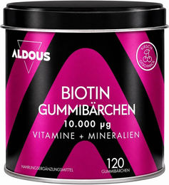 Aldous Biotin Haar-Vitamine Gummis glutenfrei laktosefrei ohne Zusatzstoffe 120 Stück – Bild 1 von 3
