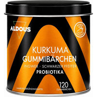 Produktbild von Aldous Kurkuma mit Ingwer Gummibärchen vegan glutenfrei laktosefrei ohne Gelatine 120 Stück