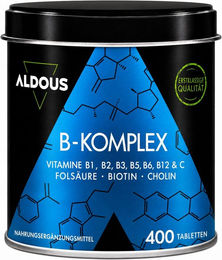 Aldous Vitamin B Komplex mit Vitamin C Haar-Vitamine Tabletten glutenfrei und laktosefrei – Bild 1 von 2