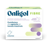 Produktbild von Alfasigma ONLIGOL FIBRE PRUGNA Flohsamenschalen mit Multi-Enzym-Komplex Pulver glutenfrei 20 Beutel