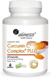 Aliness Curcumin PLUS Curcuma longa Extrakt mit Piperin 500 mg 60 Kapseln glutenfrei und laktosefrei – Bild 1 von 1