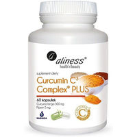 Produktbild von Aliness Curcumin PLUS Curcuma longa Extrakt mit Piperin 500 mg 60 Kapseln glutenfrei und laktosefrei