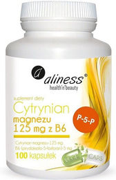 Aliness Magnesiumcitrat 125 mg mit Vitamin B6 P-5-P Kapseln glutenfrei und laktosefrei 100 Stück – Bild 1 von 1